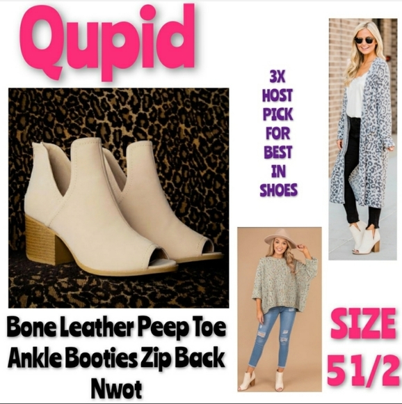 Qupid Shoes - Qupid Booties Size 5.5 Nude Open Toe Back NWOT